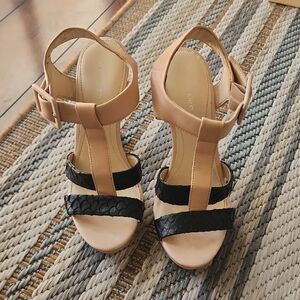 Stylish Beige and Black Women's Sandals